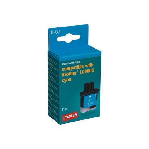 Staples B-02 - Cyan - cartouche d'encre (équivalent à : Brother LC900C ) - pour Brother DCP-115, 117, 120, 315, 340, MFC-210, 215, 3240, 3340, 410, 425, 5440, 640, 820
