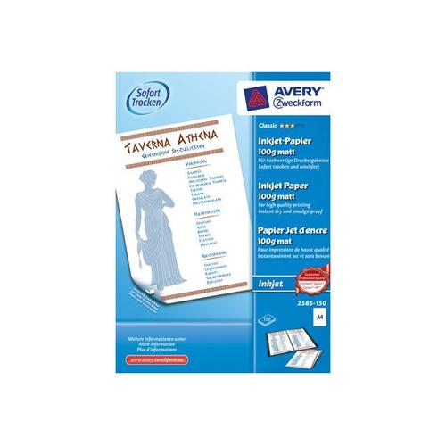 Avery Zweckform Classic Inkjet Paper 2585 - Papier mat double face - blanc mat - A4 (210 x 297 mm) - 100 g/m² - 150 feuille(s)