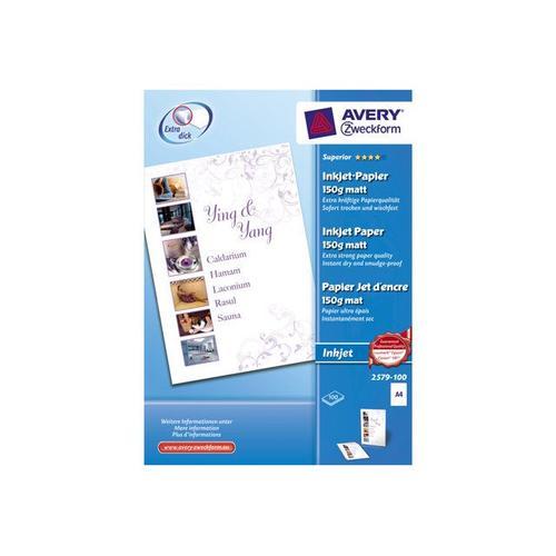 Avery Zweckform Superior Inkjet Paper 2579-100 - Papier mat - blanc - A4 (210 x 297 mm) - 150 g/m² - 100 feuille(s)