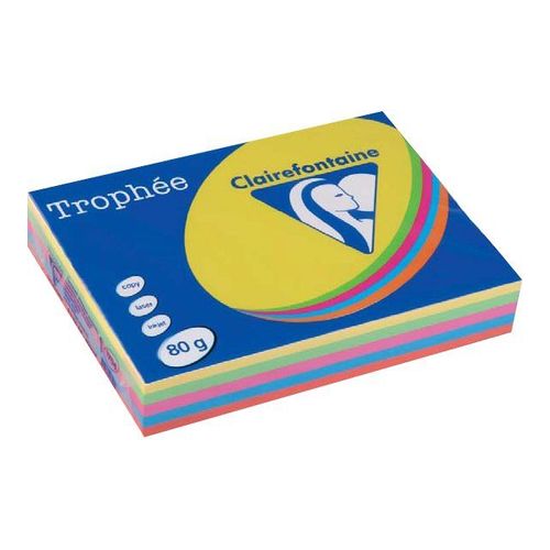 Clairefontaine Trophée - Papier teinté - bleu, vert, rose, jaune citron, saumon - A4 (210 x 297 mm) - 80 g/m² - 500 feuille(s)
