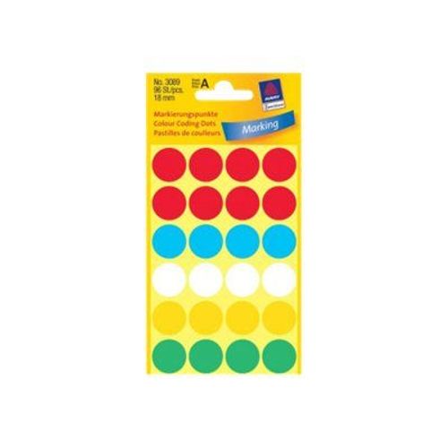 Avery assorted colors - Étiquettes adhésives permanentes - Arrondi 18 mm 96 unités ( 4 feuille(s) x 24 )