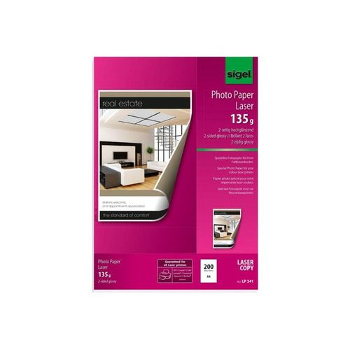Sigel Photo Paper for Colour Laser/Copier LP341 - Papier photo glacé double face - A4 (210 x 297 mm) - 135 g/m² - 200 feuille(s)