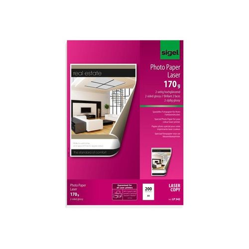 Sigel Photo Paper for Colour Laser/Copier LP342 - Papier photo glacé double face - A4 (210 x 297 mm) - 170 g/m² - 200 feuille(s)