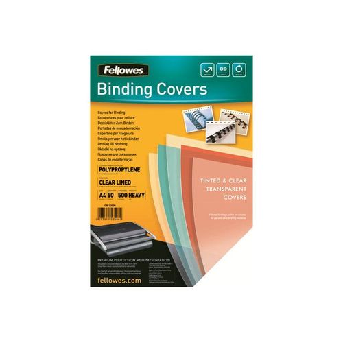 Fellowes Fantaisie - A4 (210 x 297 mm) - 500 microns clair, doublé - 50 unités couverture à reliure plasttique - pour Fellowes Helios 30, Helios 60