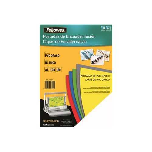 Fellowes - A4 (210 x 297 mm) - 180 micromètres blanc - 100 unités couverture à reliure PVC - pour Fellowes ESP50, Galaxy 500, Galaxy E, Metal 50, Metal Quasar, PB 2650, Quasar 130, WB 500