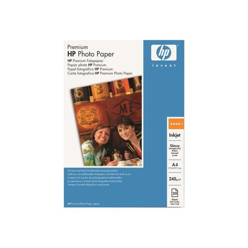 HP Premium Photo Paper - Papier photo brillant - A4 (210 x 297 mm) - 240 g/m? - 20 feuille(s) - pour Deskjet 2050 J510, 3050 J610; Envy 100 D410, 11X D411; Photosmart 7510 C311