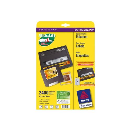 Avery L6022REV - Étiquettes de stockage des données amovibles - blanc - 8.5 x 63.5 mm 2400 unités ( 25 feuille(s) x 96 )