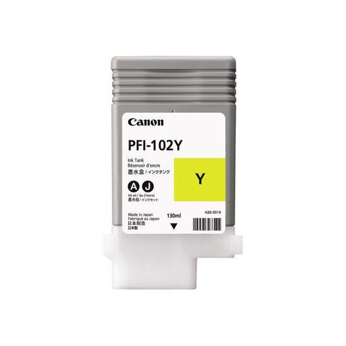 Canon LUCIA PFI-102 Y - 130 ml - jaune - originale - réservoir d'encre - pour imagePROGRAF iPF510, iPF610, iPF650, iPF655, iPF710, iPF750, iPF755, iPF760, iPF765, LP24