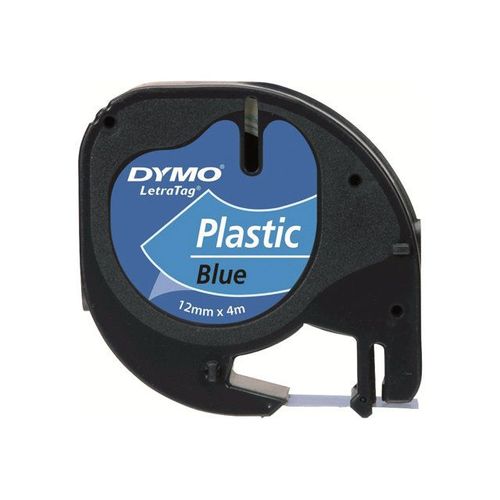 DYMO - Ruban plastique - noir sur bleu - Rouleau (1,2 cm x 4 m) 1 rouleau(x) - pour LetraTag