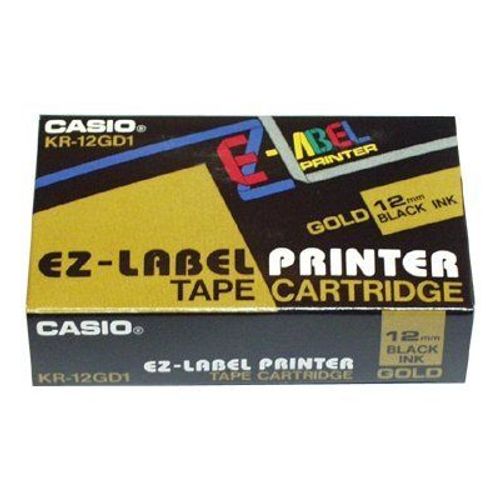 Casio KR-12GD1 - Ruban d'étiquettes auto-adhésives - noir sur or - Rouleau (1,2 cm x 8 m) 1 rouleau(x)