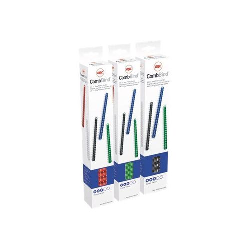 GBC CombBind - 8 mm - A4 (210 x 297 mm) - 45 feuilles - noir - peigne de reliure en plastique - pour CombBind C110E, C210E, C340, C366, C366E, C450E, C75, C95, C95E