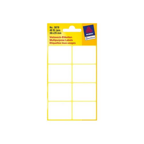 Avery - Étiquettes multi-emploi - blanc - 29 x 38 mm 40 étiquette(s) ( 1 feuille(s) x 40 )