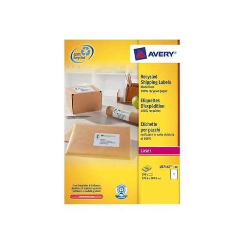 Avery QuickPEEL Recycled Labels LR7167 - Adhésif permanent - blanc naturel - 199.6 x 289.1 mm 100 étiquette(s) (100 feuille(s) x 1 étiquettes adresses