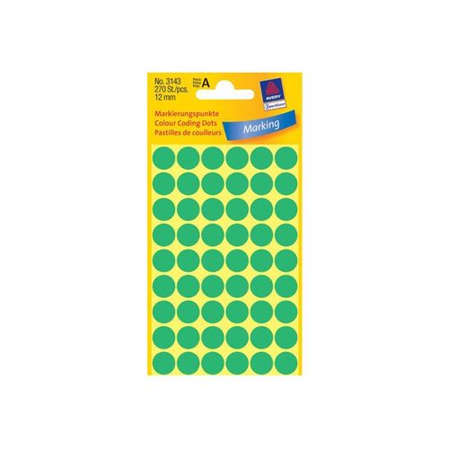 Avery Zweckform - Étiquettes rondes - vert - diamètre 12 mm 270 étiquette(s) ( 5 feuille(s) x 54 )