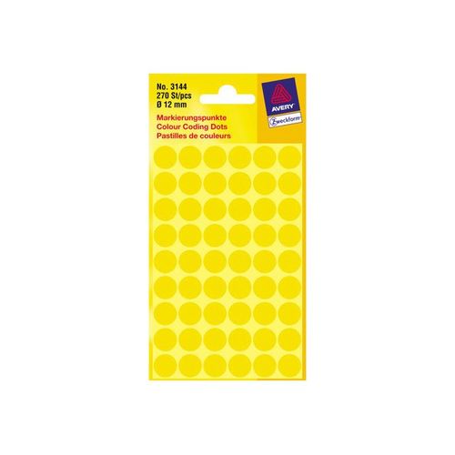 Avery Zweckform - Étiquettes rondes - jaune - diamètre 12 mm 270 étiquette(s) ( 5 feuille(s) x 54 )