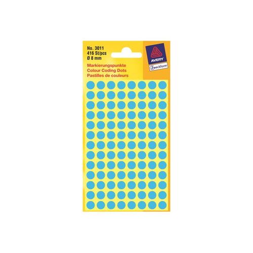 Avery Zweckform - Étiquettes adhésives arrondies - bleu - diamètre 8 mm 416 étiquette(s) ( 4 feuille(s) x 104 )