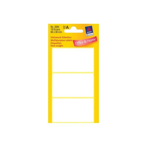 Avery Multi-Purpose Labels - Étiquettes multi-emploi - blanc - 38 x 66 mm 18 étiquette(s) ( 6 feuille(s) x 3 )