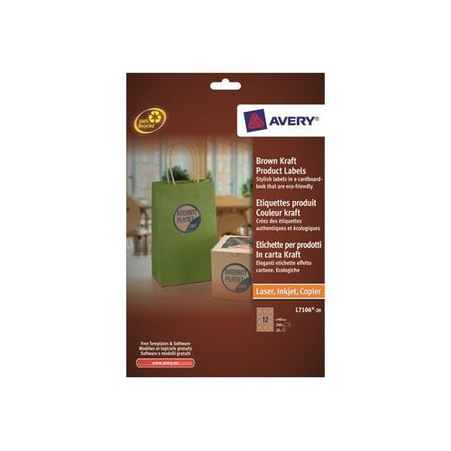Avery Zweckform L7106 - Étiquettes adhésives permanentes - marron naturel - diamètre 60 mm 240 étiquette(s) ( 20 feuille(s) x 12 )