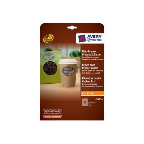 Avery Zweckform L7103 - Étiquettes adhésives permanentes - marron naturel - 42,3 x 63,5 mm (oval) 360 étiquette(s) ( 20 feuille(s) x 18 )