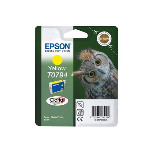 Epson T0794 - 11 ml - jaune - originale - blister - cartouche d'encre - pour Stylus Photo 1500, P50, PX650, PX660, PX700, PX710, PX720, PX800, PX810, PX820, PX830