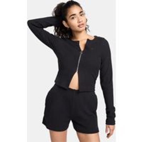 Cardigan Côtelé Ajusté À Zip Nike Sportswear Chill Knit Pour Femme - Noir