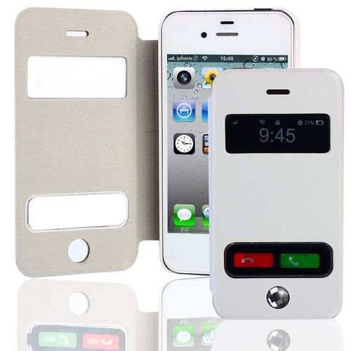 Etui Livre En Similicuir Blanc Avec Ouverture Sur Rabat Avant Pour Iphone 5 / 5s