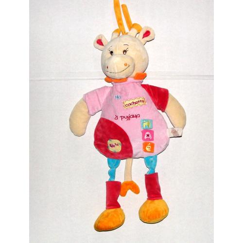 Peluche Vache Girafe Maé Framboise Turquoise Rose Orange Beige Range Pyjama 55cm