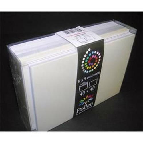 Clairefontaine Paquet 40 Enveloppe 11x16cm+40 Carte Correspondance 11x15cm Pollen Mariage Assortis Blanc