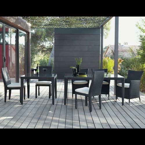 Table De Jardin Avec 8 Chaises En Résine Tressée