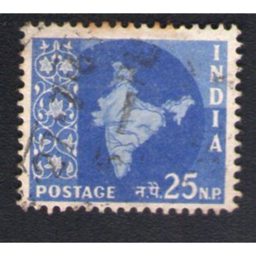 Inde 1957 Oblitéré Rond Used Stamp Map Carte Mappe Bleu Outremer