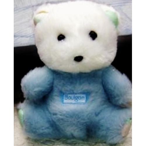 Ours Doudou Ourson Bleu Et Blanc Boulgom Hochet Grelot 16 Cm