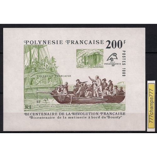 Polynésie. Bicentenaire De La Révolution Française. Bicentenaire De La Mutinerie À Bord Du Bounty. 1989. Bloc Feuillet. Y & T 15.