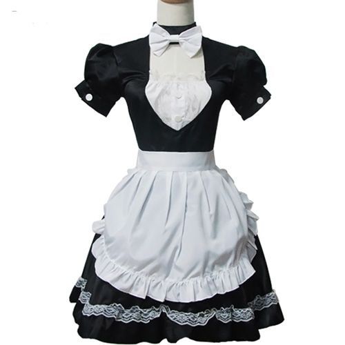 Déguisement Costume Cosplay Robe Maid Jupe Tablier Taille Dentelle Blanc Noir Kawaï Soubrette Servante Sexy Convention Maid Café Otaku Manga Anime Japon Black Sugar