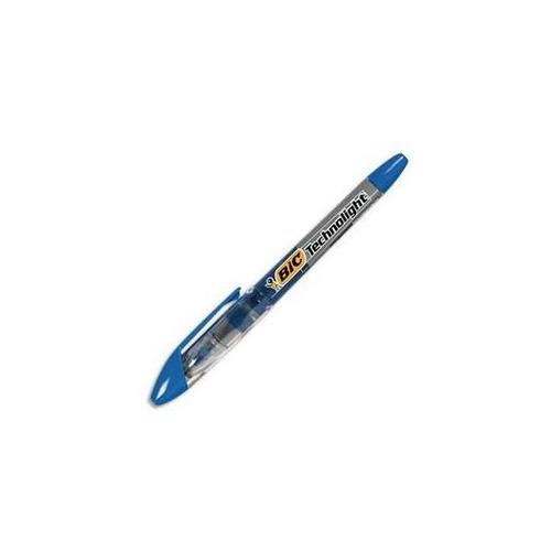 Bic Lot De 12 Surligneurs De Poche Pointe Biseautée Encre Liquide Coloris Bleu Technolight