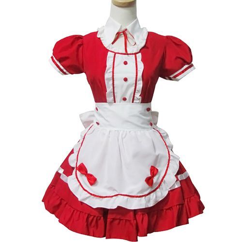 Robe Costume Cosplay Tablier Froufrous Serre-Tête Noeud Papillon Jabot Rouge Blanc Maid Lolita Kawaï Sexy Mode Japonaise Japanese Fashion Convention Café Soirée Black Sugar