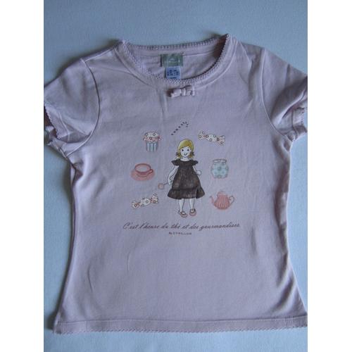 T-Shirt Thé Goûter Rose Cyrillus 7/8 Ans