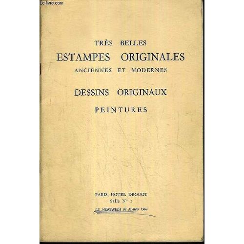 Catalogue De Vente Aux Encheres -  Hotel Drouot - Tres Belles Estampes Originales Anciennes Et Modernes - Dessins Originaux - Aquarelles - Pastels - Peintures Par Ed. Vuillard - Salle 1 - 18 ...