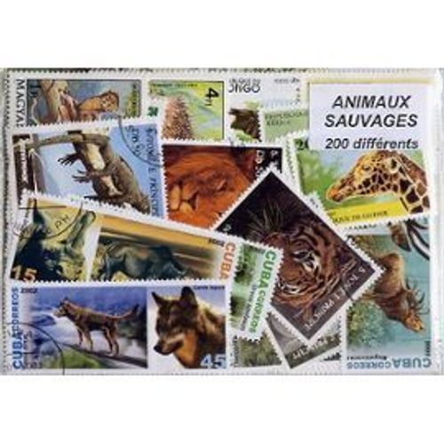 Animaux Sauvages 200 Timbres Différents Tous Pays