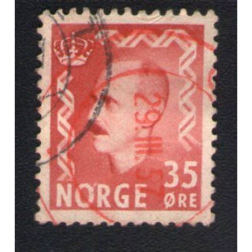Norvège 1956 Oblitéré Rond Used Stamp King Roi Haakon Vii 35 Ore Rouge