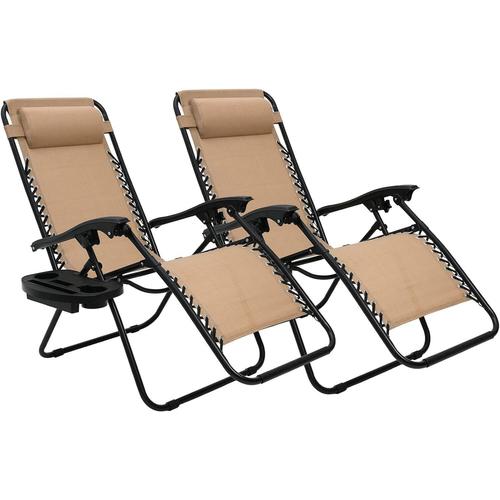 Lot De 2 Transats,Bains De Soleil Pliants,Chaises Longues Jardin Exterieur,Chaise De Camping,Beige