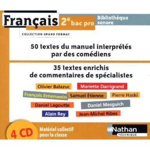 Coffret De 4 Cd Français - 2e Bac Pro - Bibliothèque Sonore -