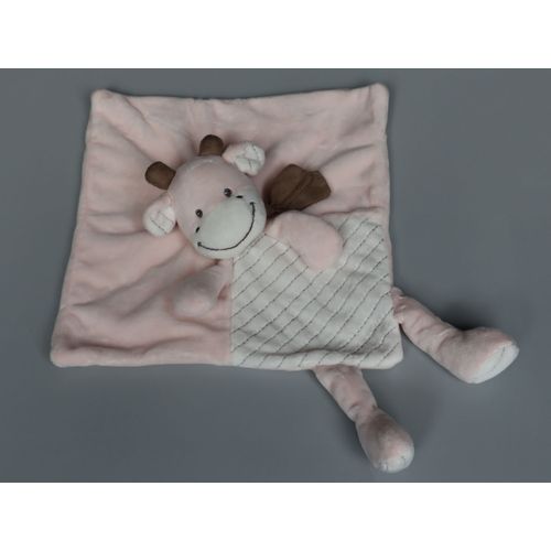 Doudou Vache Plat Rose Blanc Nicotoy