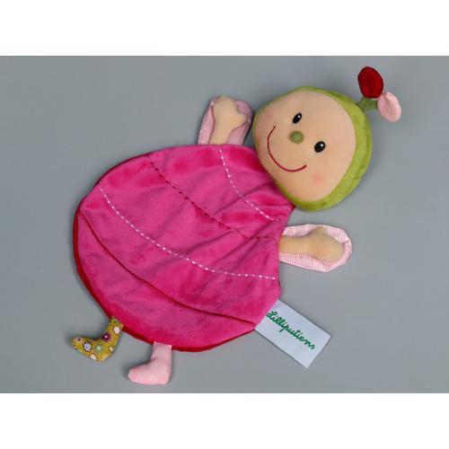 Doudou Coccinelle Plat Rouge Rose Vert Marionnette Lilliputiens