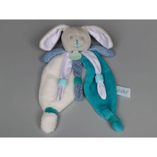 Doudou Lapin Bleu Blanc Poupi Baby Nat'