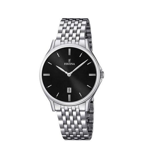 Montre Pour Homme En Acier Inoxydable Argenté Cadran Noir Festina