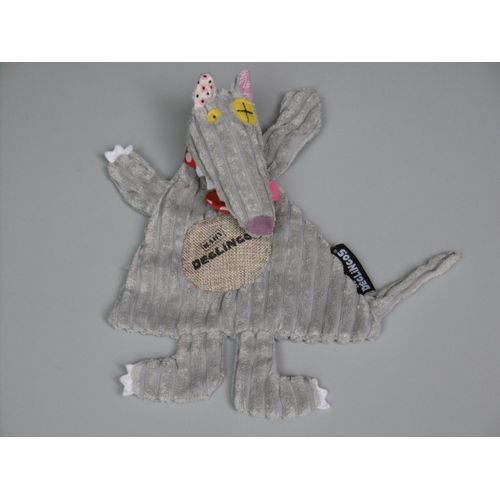 Doudou loup plat gris Déglingos