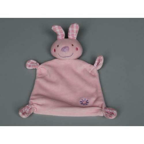 Doudou Lapin Plat Rose Baby Club