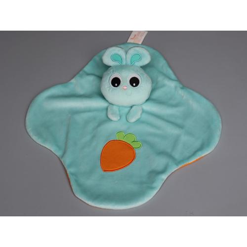 Doudou Lapin Plat Bleu Orange Ouaps