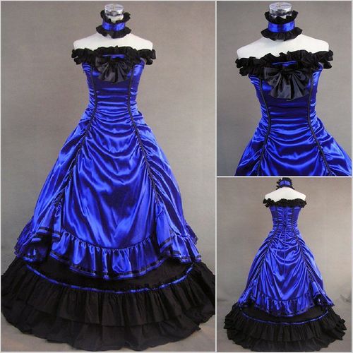 Robe De Bal Longue Mariage Cérémonie Soirée Gala Lolita Sans Manches Mode Victorienne Gothique Coton Satiné Noeuds Volants Jupon Cerceau Aristocrate Elégant Black Sugar Déguisements Cosplay Paris