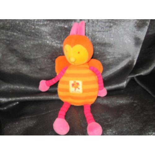 Doudou Abeille Orange/Fushia Moulin Roty Ht 31 Cm